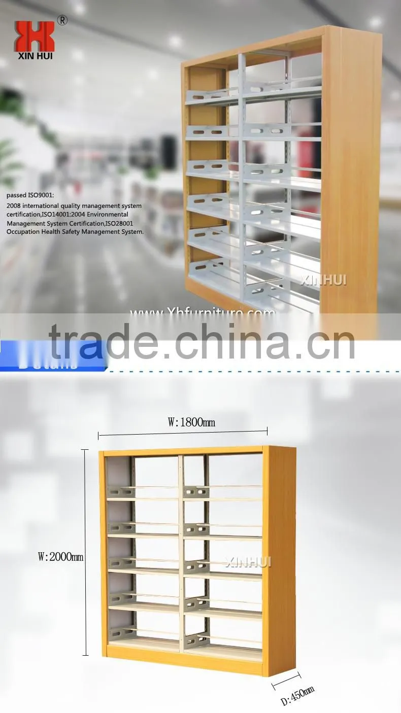 Best Selling School Library Bookshelf/wooden side metal bookshelf