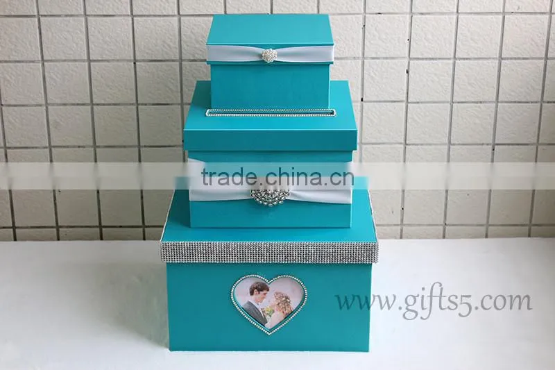 Handmade blue wedding card holder made in China wedding card box supplier