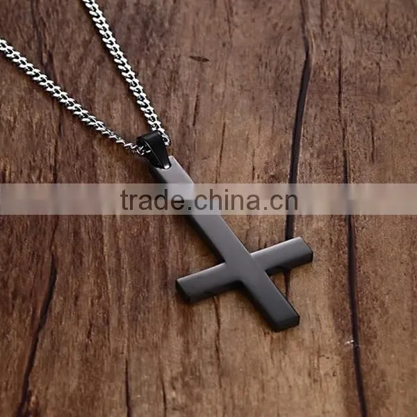 Europe Inverted Cross Stainless Steel Necklace 2016