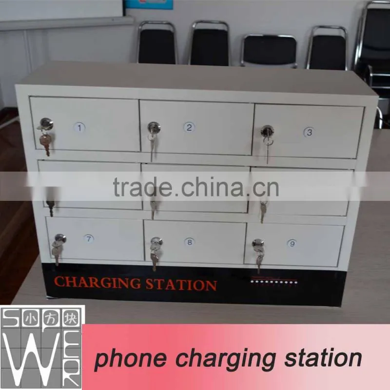 9 compartment steel locker charging cart