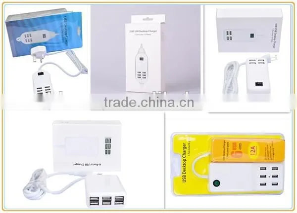 Hot-sales travel 4 port desktop usb wall charger mobile charger cable