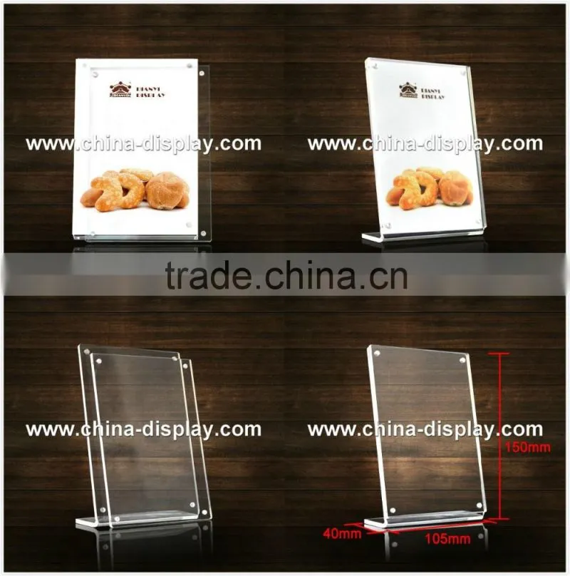 L / Tshape acrylic sign holder a5 size acrylic menu holder