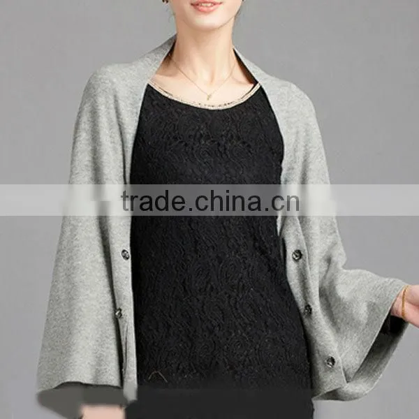 13STC5499 new design ladies knit hooded poncho
