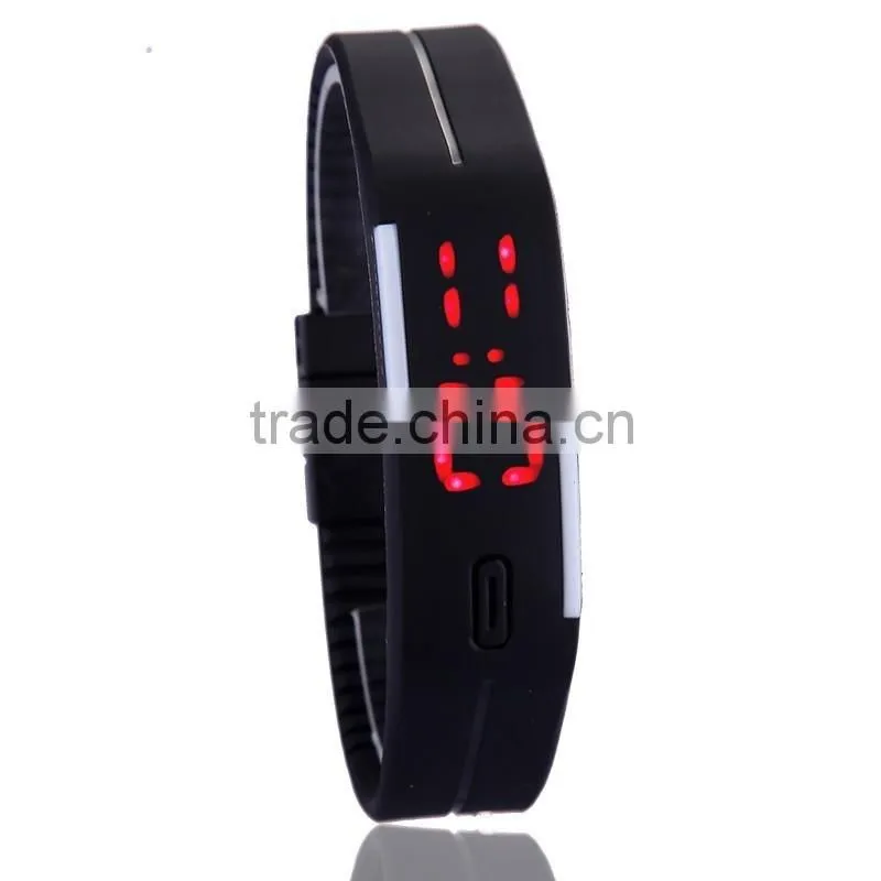 Fashion rectangle Bracelet boys girls Touch LED Watch Sport digital sports watchs unisex jelly candy rubber silicone wristband