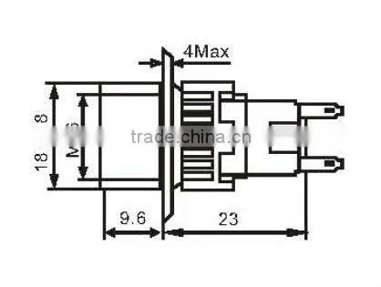 16mm square small push button switch 2NO+2NC KD16-22F KD16-11F
