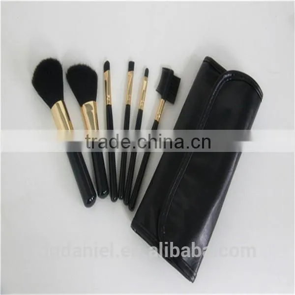 6pcs Black and Gold Mini detangle hair brush set makeup brush set black factory