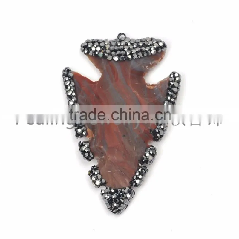 Alibaba China direct gemstone jewelry natural Madagascar agate handmade clay glue crystal pendant