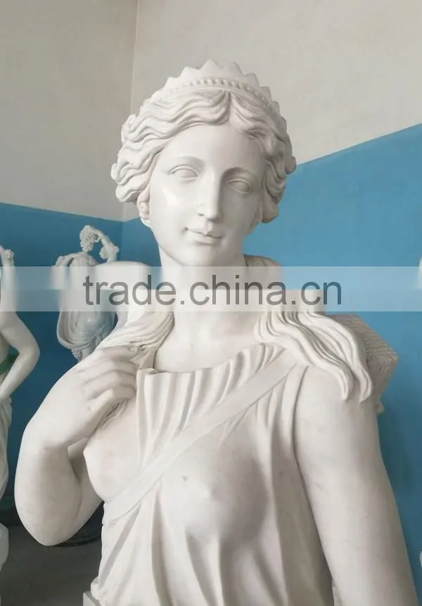Hand Carved Hunter with Dog White Marble Garden Statue