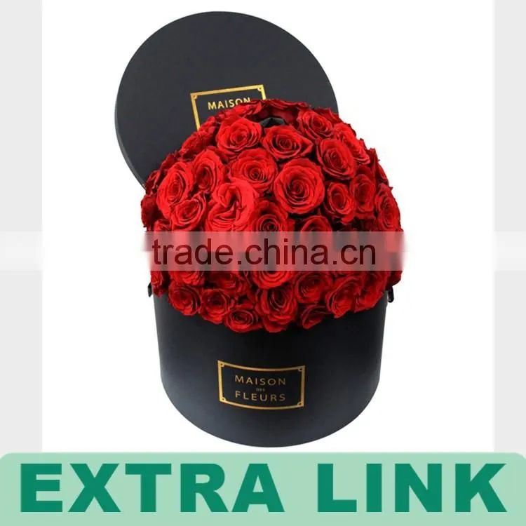 Custom Made Logo Foil Packaging Flower Bouquet Round Cardboard Boxes