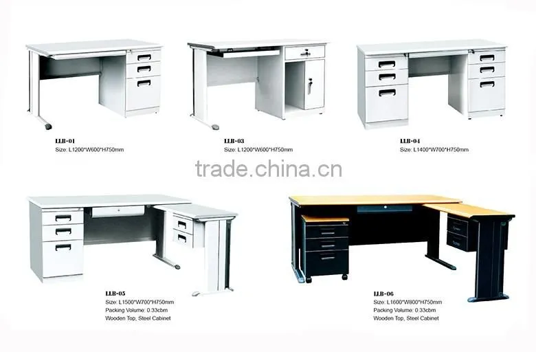 Factory Directly Metal Office Desk with One 3 Drawer Filing Cabinet