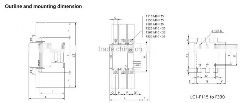 LC1-F225 225A Magenetic AC Contactor