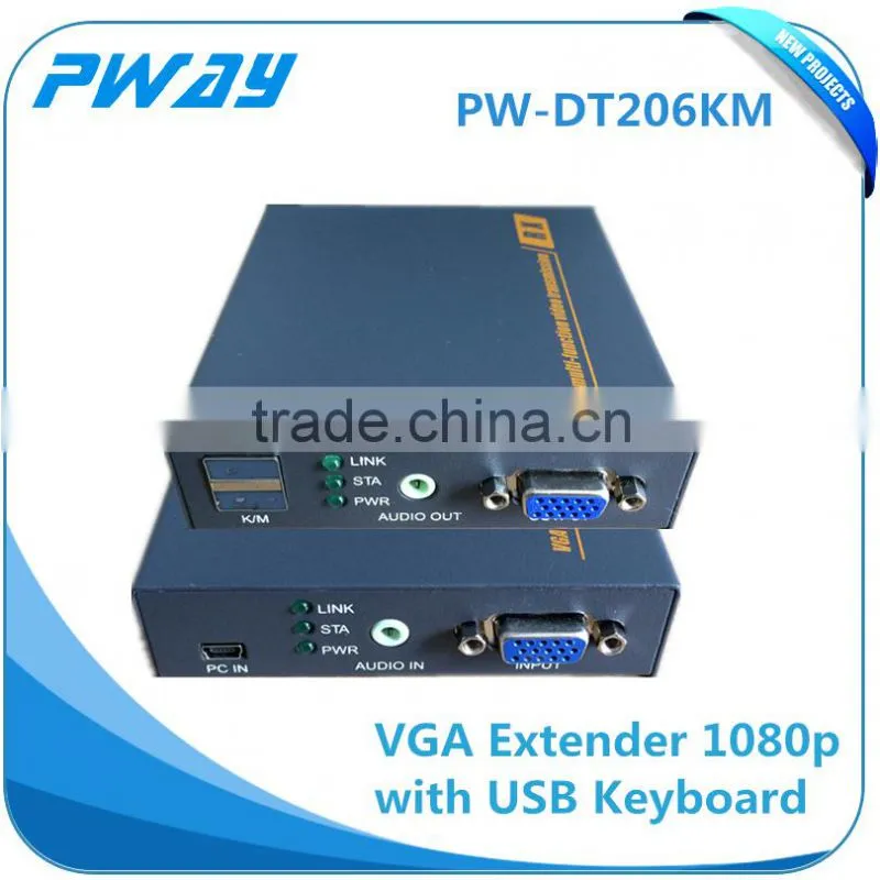 Factory price VGA kvm extender via cat5e/6 support keyboard and usb video ethernet transmitter and receiver