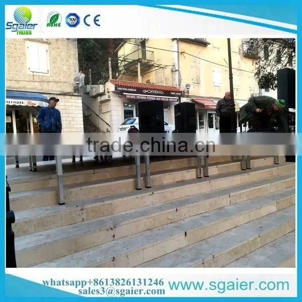 Modular square stage with 4 steps stairs with square legs