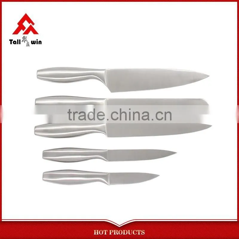 Top quality wooden block 5pcs stainless steel swiss kitchen knife