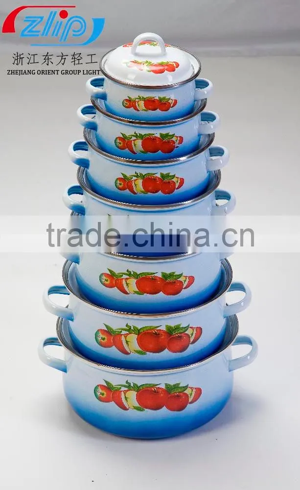 7 Pcs Casserole Belly Shape w/metal Cover Light Clr With Shadow
