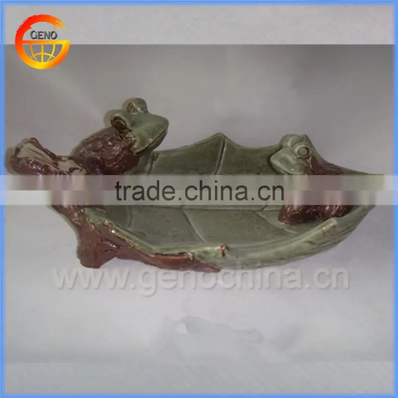 modern pottery leaf bird feeder for home decoration