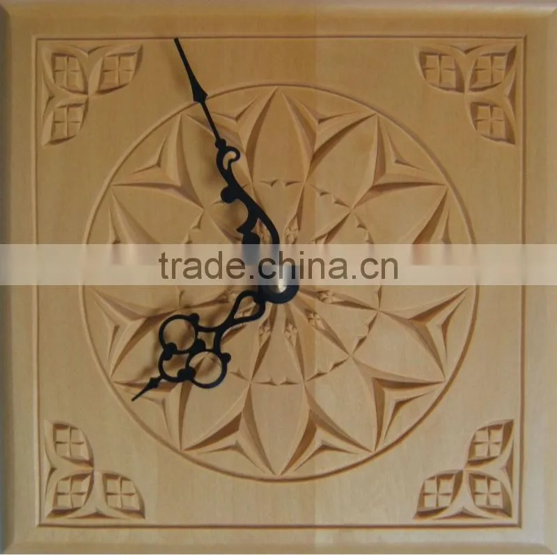 Wooden Carved Clock for Home Decoration Hot Sale CNC Cut Custom Design Clock