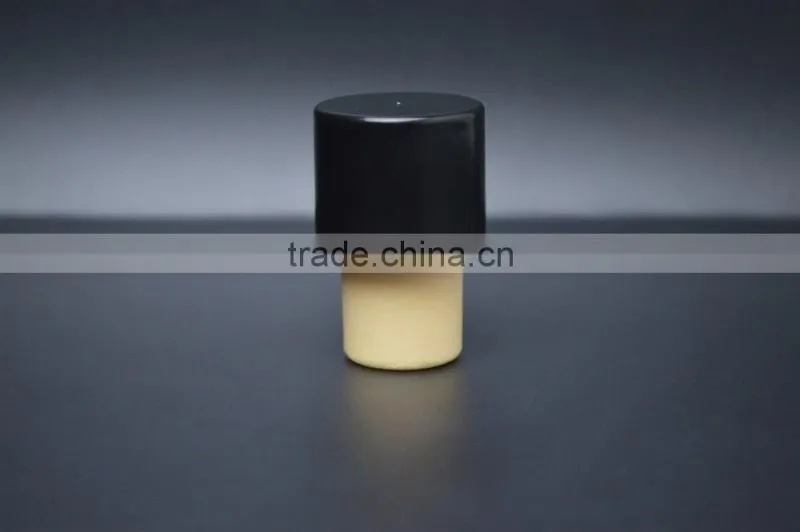 Black plastic cap with synthestic cork tall cork for glass bottle T-shape cork