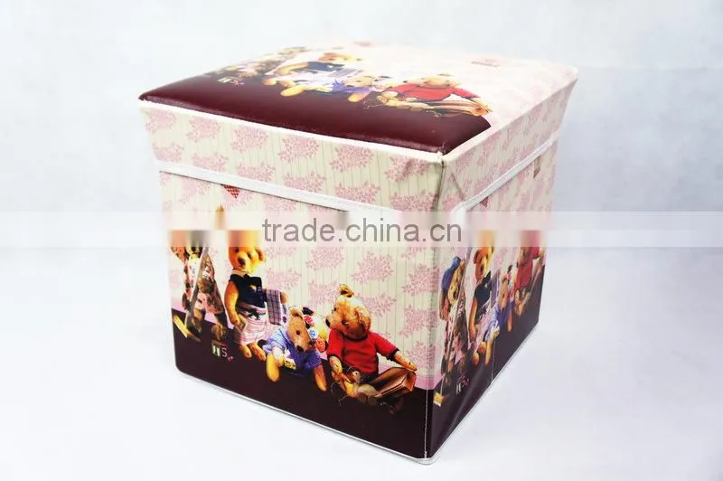 Storage Ottoman Faux Leather Collapsible Foldable Seat ,Colorful