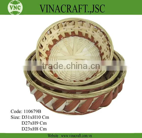 Nice fruit bamboo chip basket with lid for kitchen