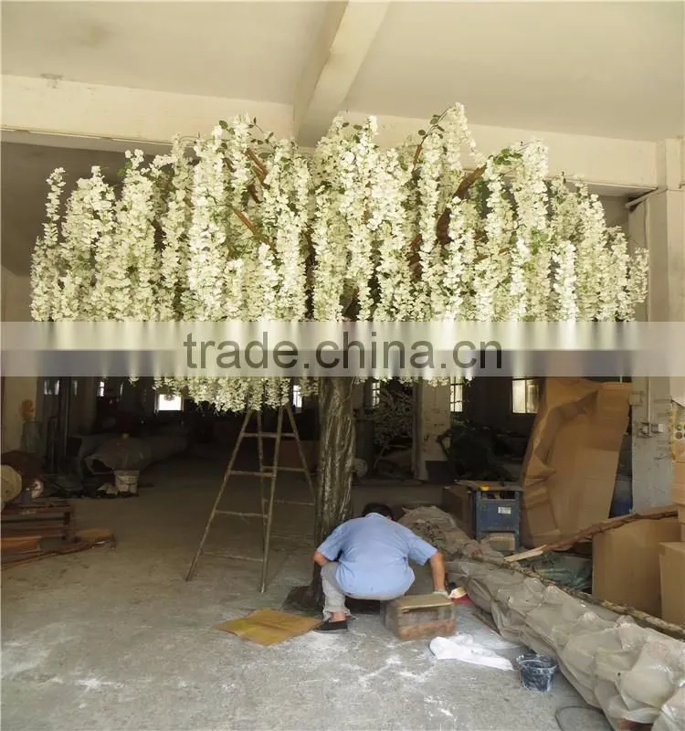 SJ201710046 China manufacturer fake white silk pudding blossom flower tree