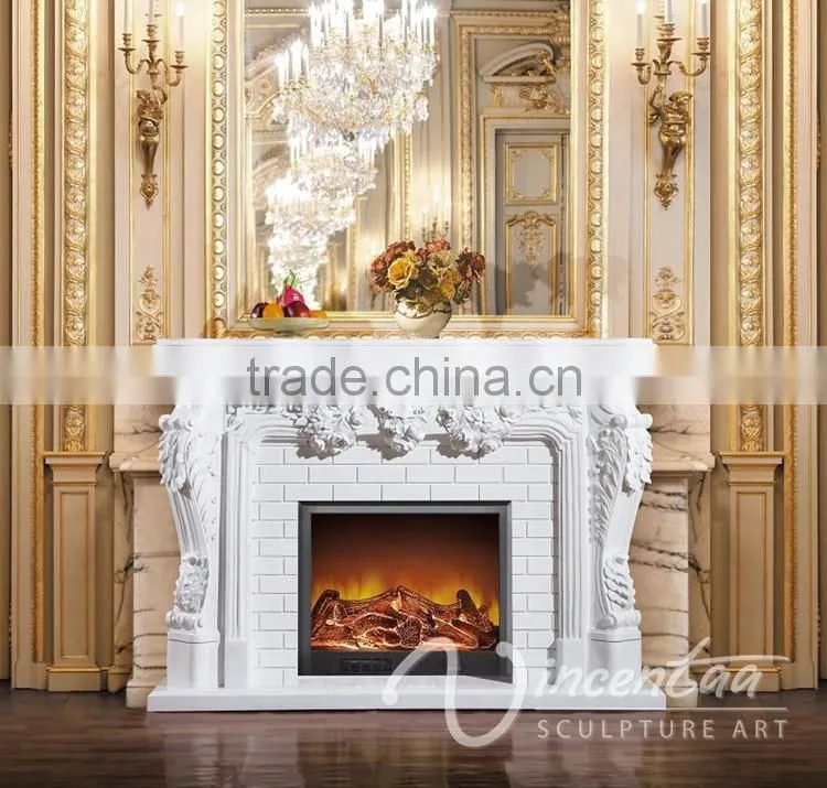 home european decoration white artificial marble fireplace surround price
