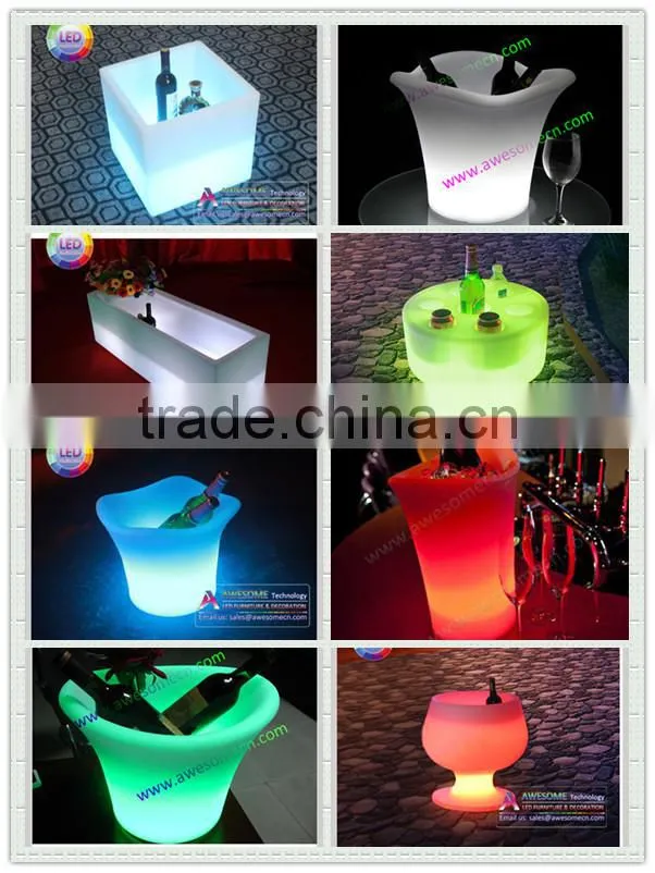 battery powered bar use led ice bucket / plastic ice bucket