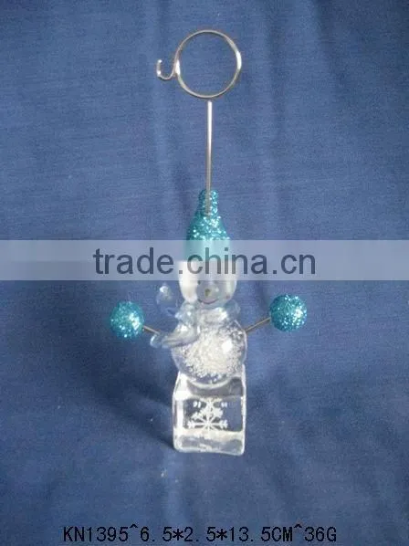acrylic led lighting snowman gift box card holder for office supplier