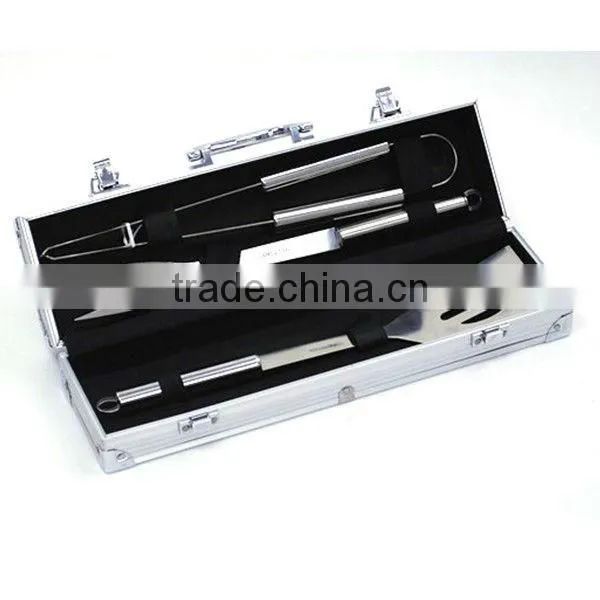 Set of 3 hard wood handle bbq tool set