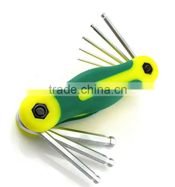 Berrylion tools ball end 8pcs foldable allen key set with reasonable price