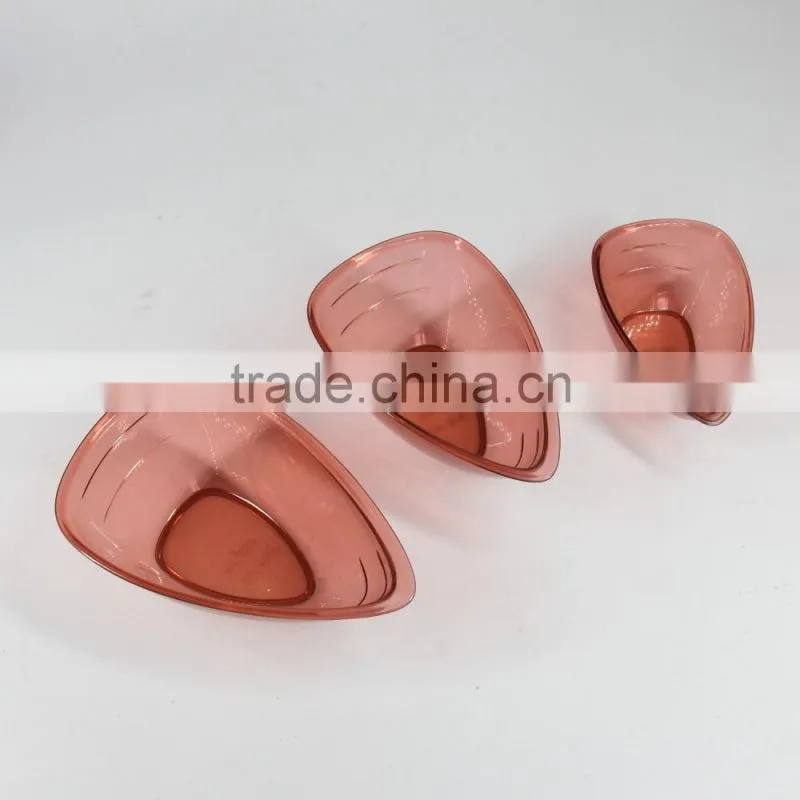 set of 3pcs plastic Salad measuring bowl in trilateral figure