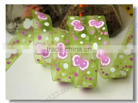 printed organza ribbon fabric painting flowers