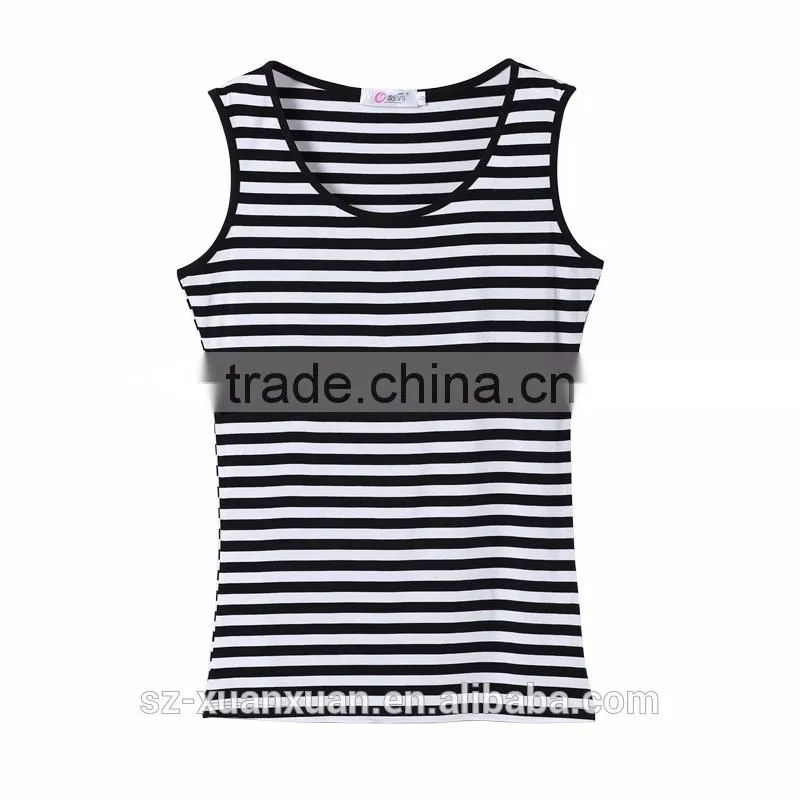 Plain stripe ladies tank tops 2017 women t-shirt