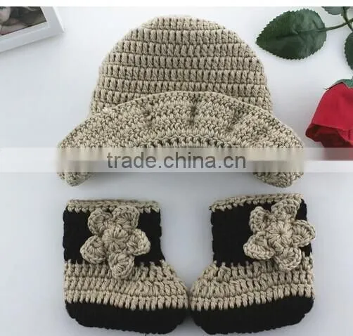 OEM Manufacturer Cute Baby Infant Newborn Handmade Crochet Beanie Hat Clothes Baby Photograph Props