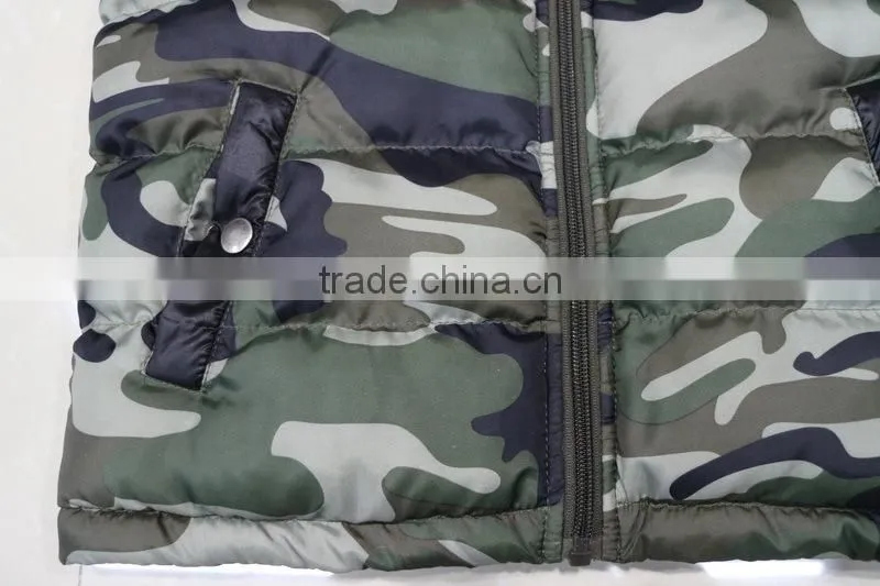 Newest children clothes Camoflage vest for boys with hood