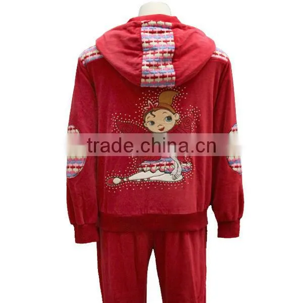 2016 china lovely red wholesale velvet for women branded cheap tracksuits sports wear