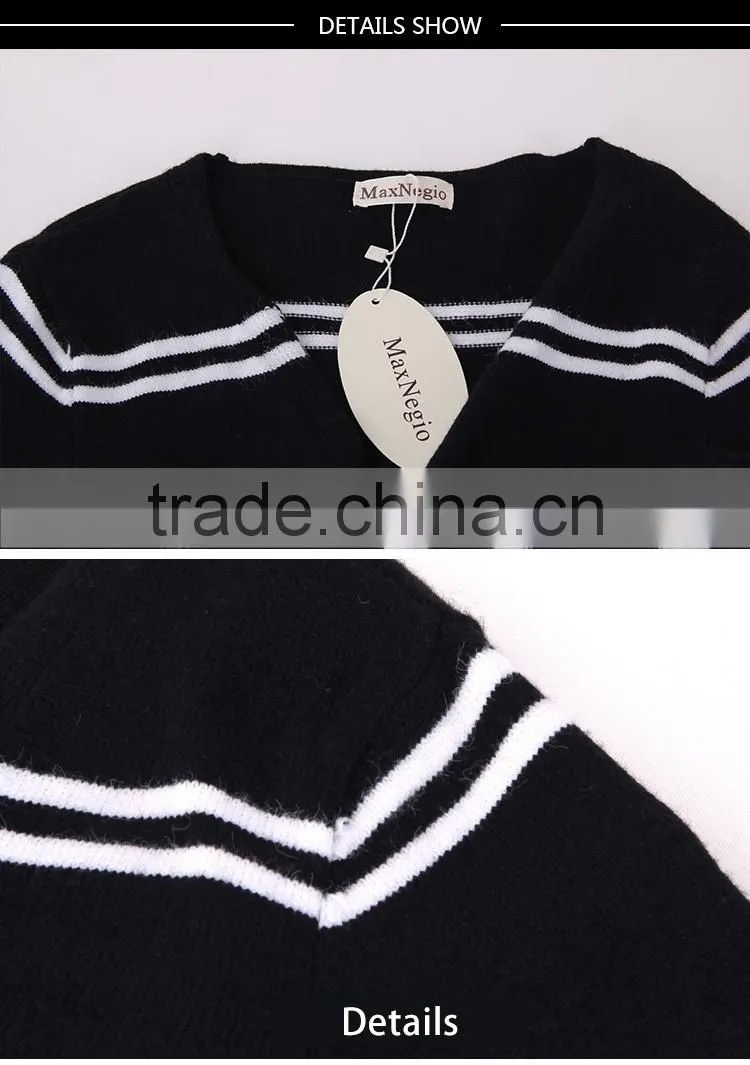 Garment manufactorer wholesale great design fashion casual wear stripe long winter coats ladies 2017
