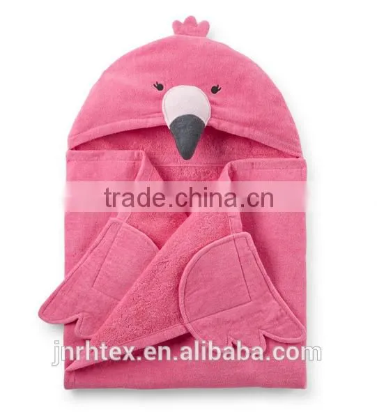 Eco-friendly embroidery designs ring spun cotton velour wholesale hooded baby towel for bathroom