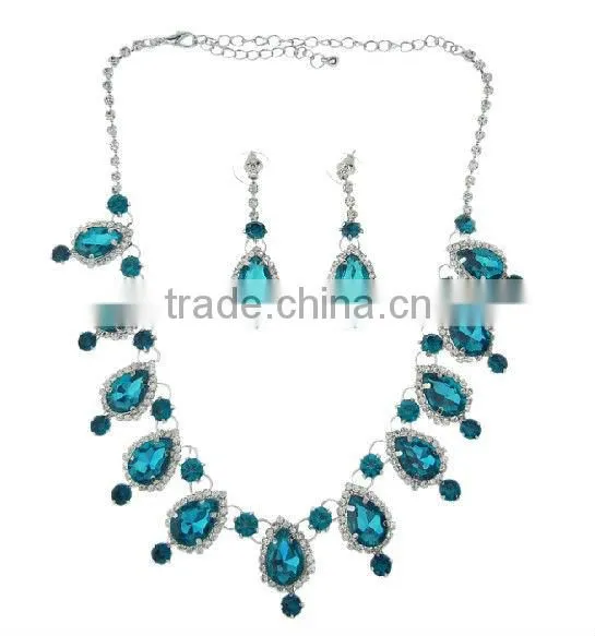 Zircon Jewelry Earrings n Necklace Set,Bridal Diamond Jewelry Set with Necklace and Earrings DB01823
