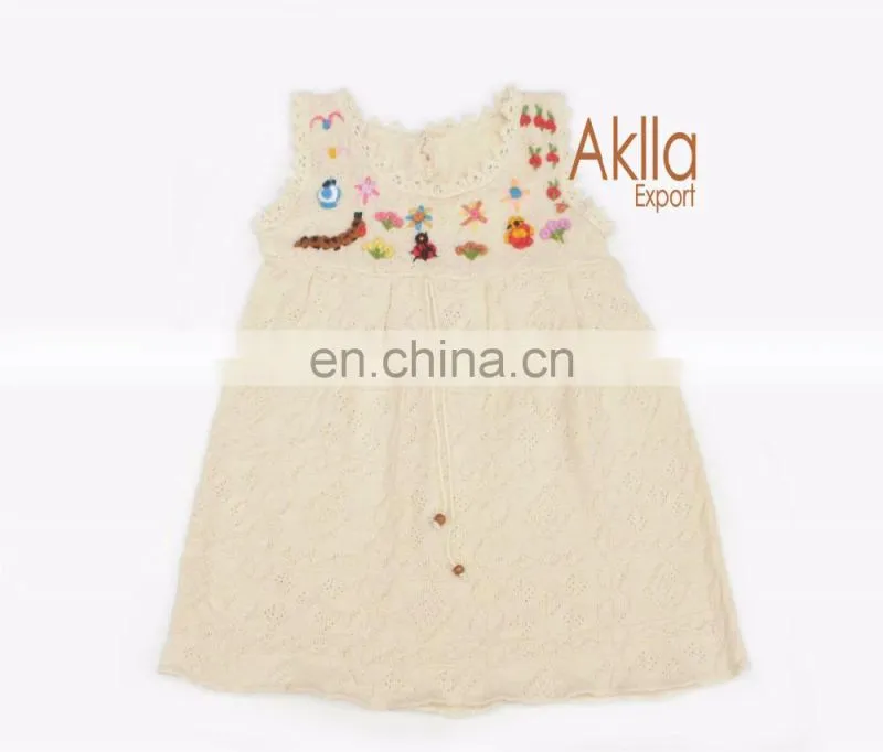 Beautiful peruvian cotton woven girls dresses with detailed embroidery