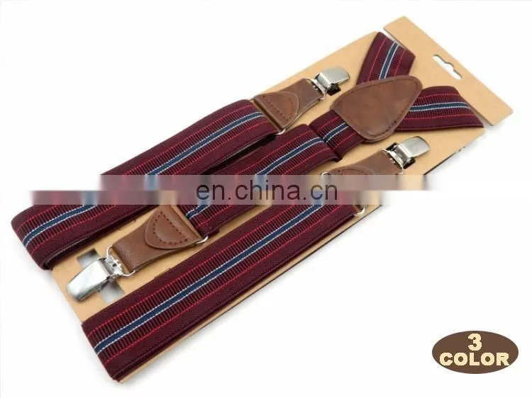 Fashion brand 3 clips men's suspenders adult striped suspenders