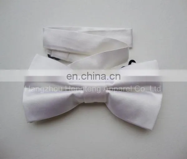 Solid White Color 100% Silk Woven Bow Tie