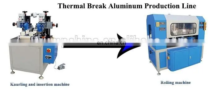 Thermal break assembly knurling machine with insertion for aluminum