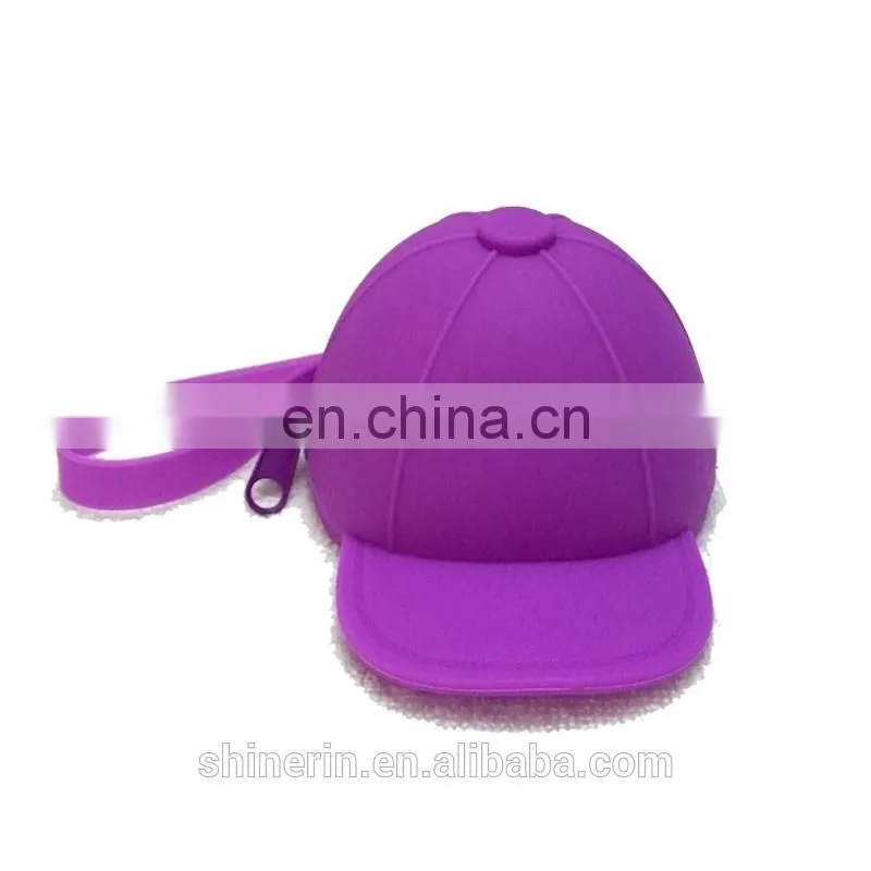 Lovely Baseball Cap Shape Mini Coin Purse Bag Small Cute Wristlet Key Wallet Fashion Silicone Coin Case