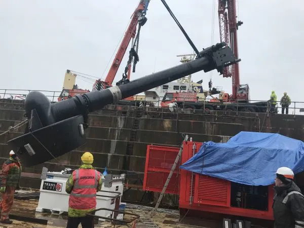 Deck mounted azimuth thruster installing in UK
