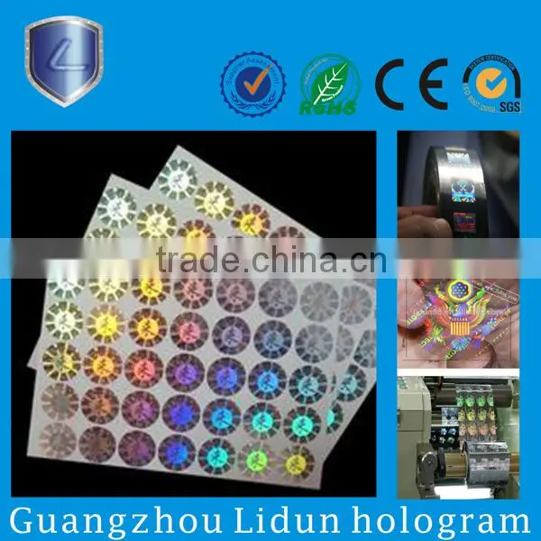 2015 hot sale silver hologram sticker&waterproof custom label &laser sticker