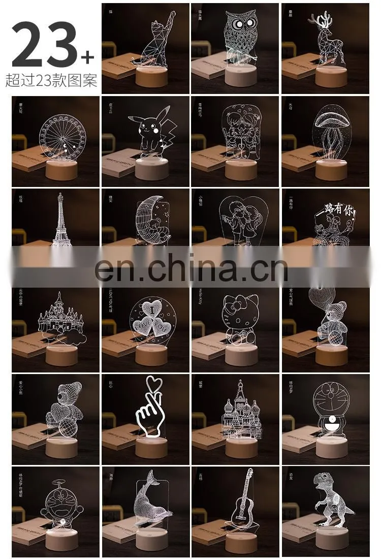 Creative lighting frame lamp 3D acrylic led sleeping night light for bedroom