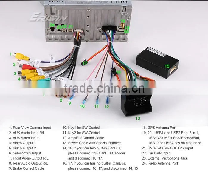Erisin ES8405V 8 inch 2 Din Car DVD Player for TIGUAN CADDY GOLF 5