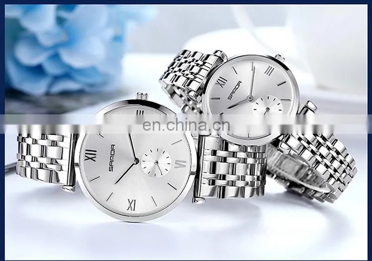 Sanda P1052 Luxury Quartz Wrist Watches for Men Women Stainless Steel Chrono Water Resistant Fashion Couple Watch