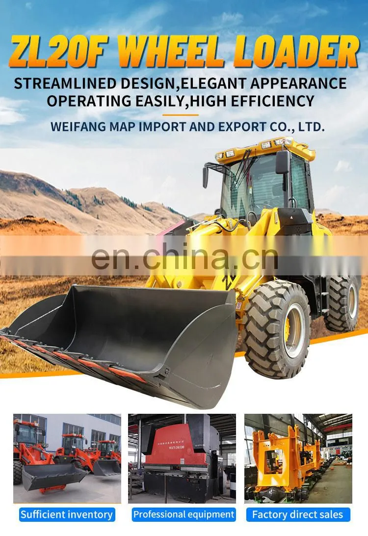 Factory Direct Export 2 ton ZL20 920 High Efficiency Mini Front wheel Loader With Shovel Joystick Blade Shovel Loader